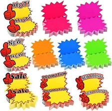 500 Pieces Burst Signs Fluorescent Blank Star Shape Retail Sale Tags Burst Paper