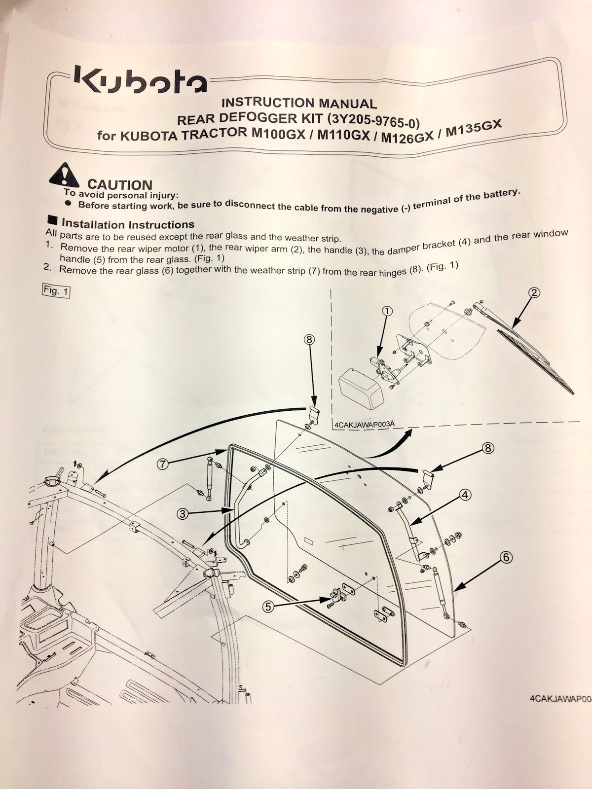 NOS Kubota Rear Window Defogger Kit for Tractor M100gx/m110gx/m126gx/m135gx  | eBay