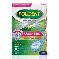 Polident Smokers Antibacterial Dental Appliance Cleanser Tablets, 90 Count USA