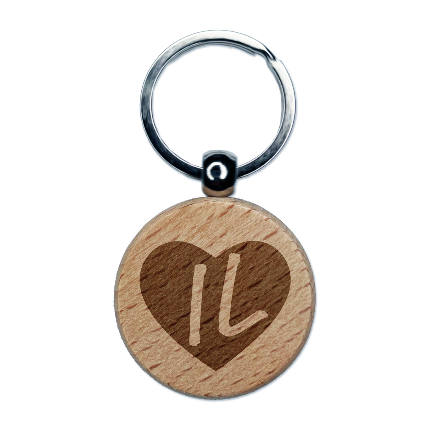 Illinois State Heart Engraved Wood Keychain Charm - IL Pride