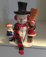 Vintage Snowman Weighted Stocking Holder 7 x 4 inches