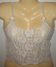 PARIS - 100 NYLON WHITE STRETCH SHEER LACE CAMISOLE ADJUSTABLE STRAPS - SMALL