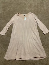 NWT Women C  Charming Charlie  Pink Ribbed Lined Dress Medium Long Sleeve