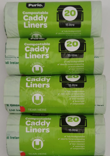 Compostable Caddy Bin Liners 15L x80 – Food Waste Bags Biodegradable Kitchen