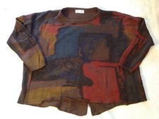 WOMENS VINTAGE MU YAN HAND PAINTED 3/4 SWEATER SIZE LARGE