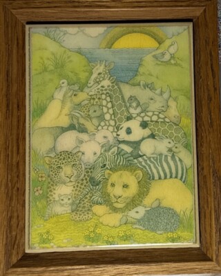 The Peacable Kingdom in Frame Caroline Ebborn/Tile Kimberly Enterprises Vintage