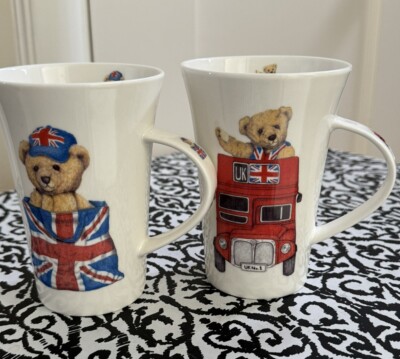 Rather Charming - British Bears -  Tall Mugs X 2 From Selfridges LONDON New
