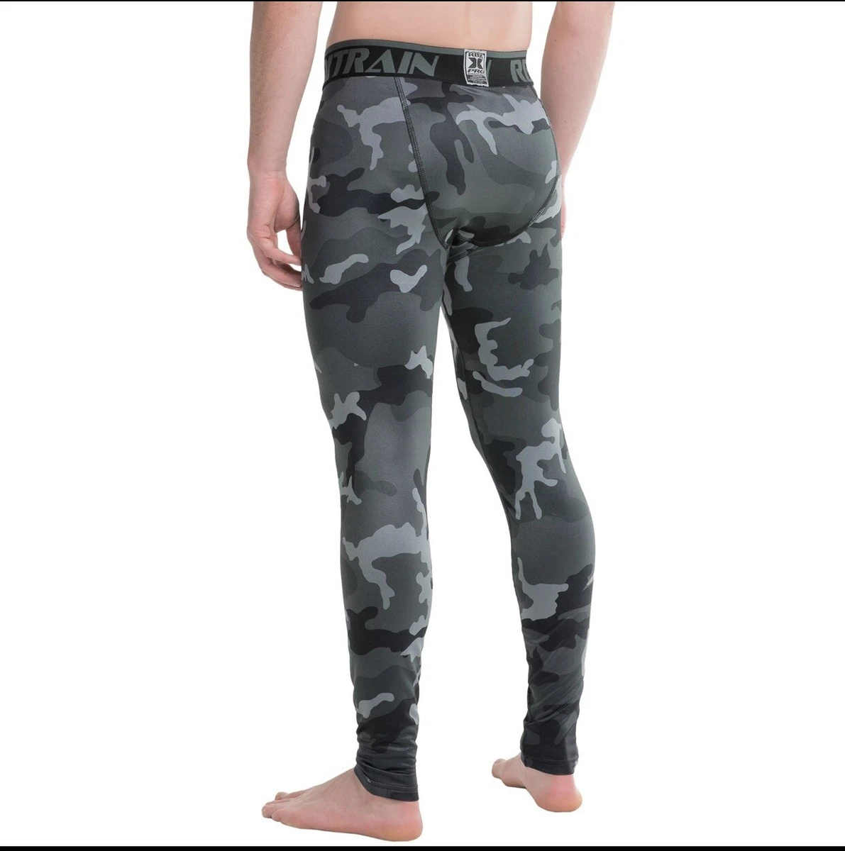 Men s RBX Camouflage Camo Gray Spandex Tights Compression Pants