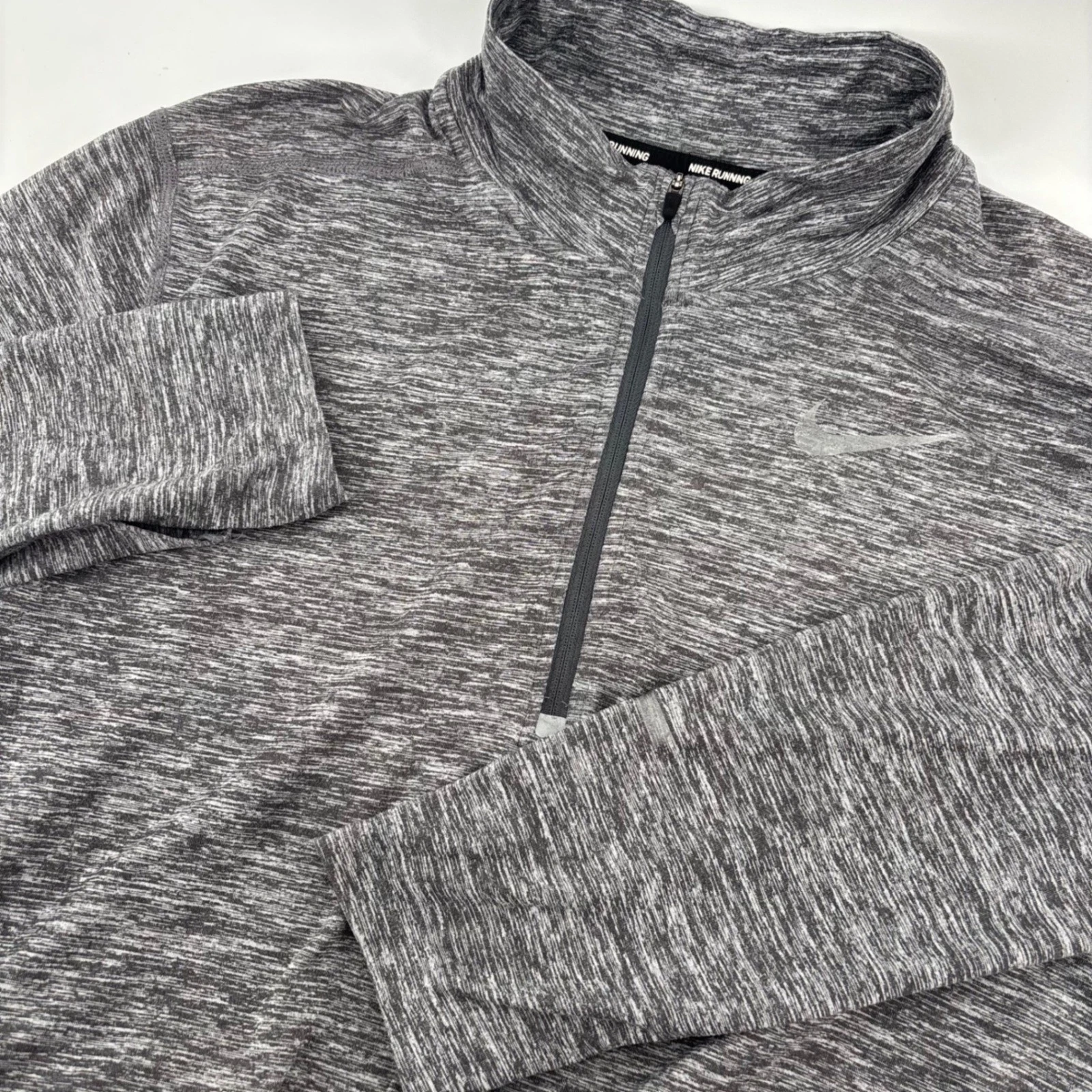 Nike Mens Pullover Large Gray Heathered Dri-Fit Quarter Zip 683485-021 Running