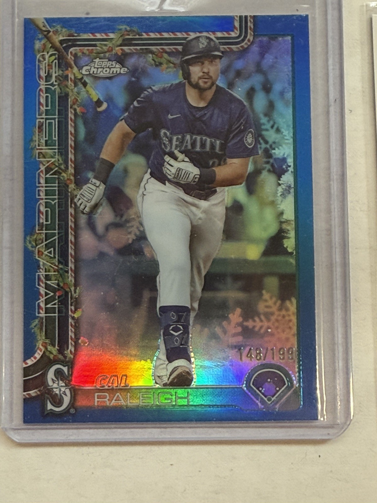 2025 Topps Holiday Cal Raleigh Chrome Blue /199 Mariners