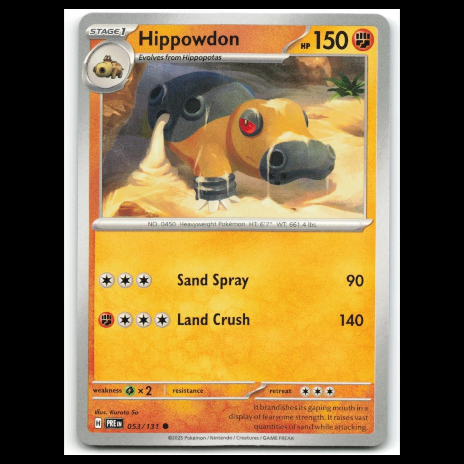 Hippowdon #53 2025 Scarlet - Violet Series - Prismatic Evolutions Common Pokemon