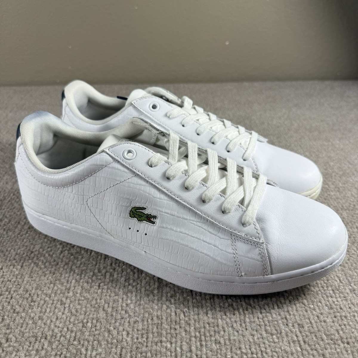 Lacoste Carnaby Evo Mens 11 White Leather Shoes Sneakers Lifestyle