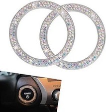 2PCS Double Rhinestone Car Engine Start Stop Decoration Ring, Bling Color: AB