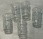 Set Of 5 Vintage Anchor Hocking Atomic Starburst Juice Glass 4" Art Deco