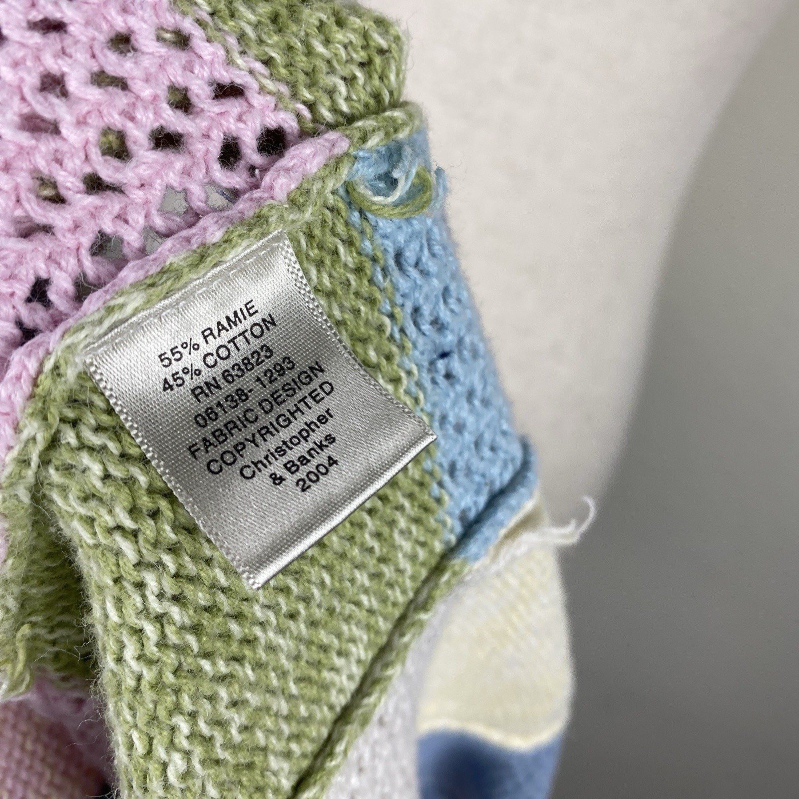 Vtg Christopher L Knit Top Patchwork Cottage Butt… - image 6