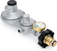 2 Stage Propane Regulator with Gauge, Standard 3/8 Female NPT and P.O.L Tank