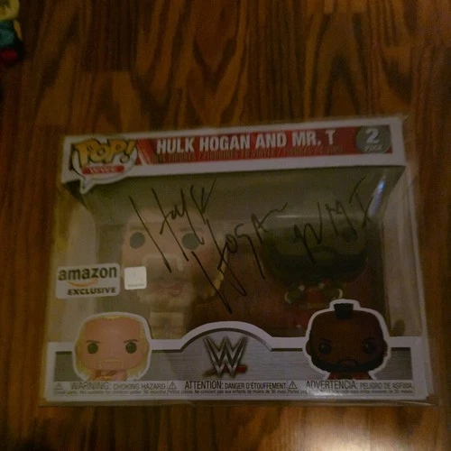 Funko 2 Pk Hulk Hogan And Mr T WWE Signed  Hulk Hogan w/ WM I inscription JSA