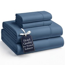Casa Platino King Sheet Set 4 Piece HydroBrushed Microfiber Bedding, PreWas...