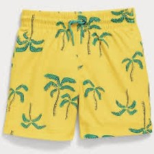 Old Navy Boys Yellow Palm Tree Print Lined Swim Shorts Trunks New W/t L 10/12