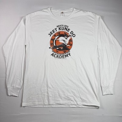 Bruce Lee Jeet Kune Do Academy T-Shirt Fruit of the Loom Long Sleeve White Large
