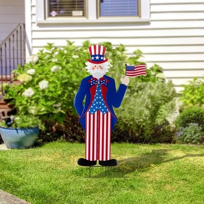 Veterans Day Yard Signs Uncle Sam Garden Stakes, 35''H Metal Patriotic 4th of ...