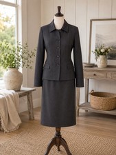 VTG Y2K Pendleton Charcoal Wool Blend Lined Blazer Skirt Suit Set Size 12 USA
