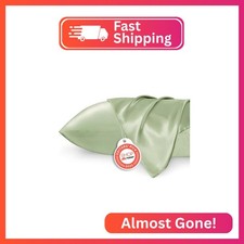 Bedsure King Size Satin Pillowcase Set of 2 - Laurel Green Silky Pillow Cases fo