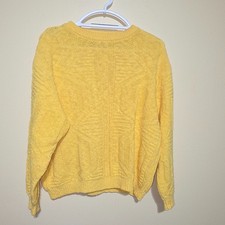Vintage Benetton 100 Cotton Crew Neck Sweater Yellow Made In Italy 90s 80s