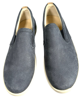 ECCO    Size 5-5.5 M    BLUE Nubuck Suede Leather    Soft 7   SLIP-ON SNEAKERS