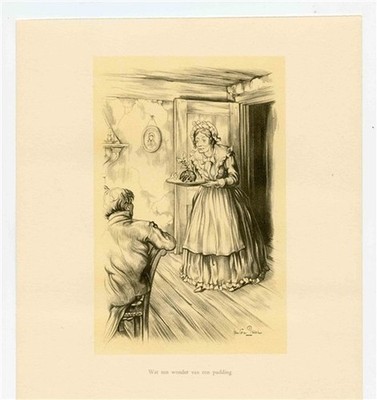 Anton Pieck Illustration What a Wnder of a Pudding Dickens Christmas Carol 