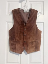C.H.U Vintage Suede Leather Lined Vest Western Rancher Cowboy Men s Size Small