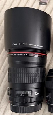 Canon EF 135mm f/2L USM Telephoto Lens with ET-78II Hood, Auto & Manual Focus