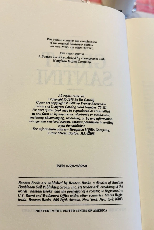 GREAT SANTINI PRINCE TIDES-BCE HC Lot 3-Rarer DJ Cover Art-Pat Conroy-Lords Disc - Image 4 of 4