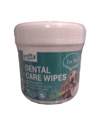 SMILE DEN X Dental Care Wipes Dogs/Cats Reduces Plaque & Freshens Breath, 50ct
