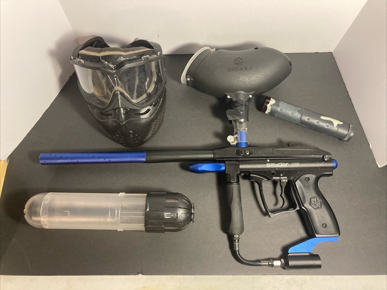 Spyder TS Paintball Maker Package. Mask/Hopper/Loader/Tube/M