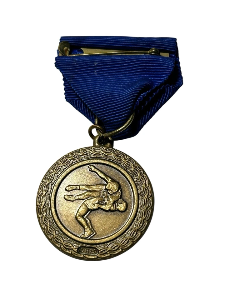 Vintage Folkstyle Wrestling Wreath Edge Coppertone Medal Award - Image 2 of 4