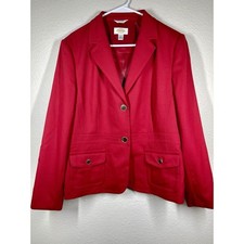Talbots Women's Size 14 Red Wool Italian Fabric 2 Button Blazer Jacket Lined