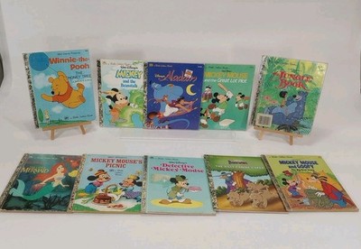 Little Golden Books Vintage Disney Mickey Mouse Goofy Pooh Aladdin (Lot Of 10)