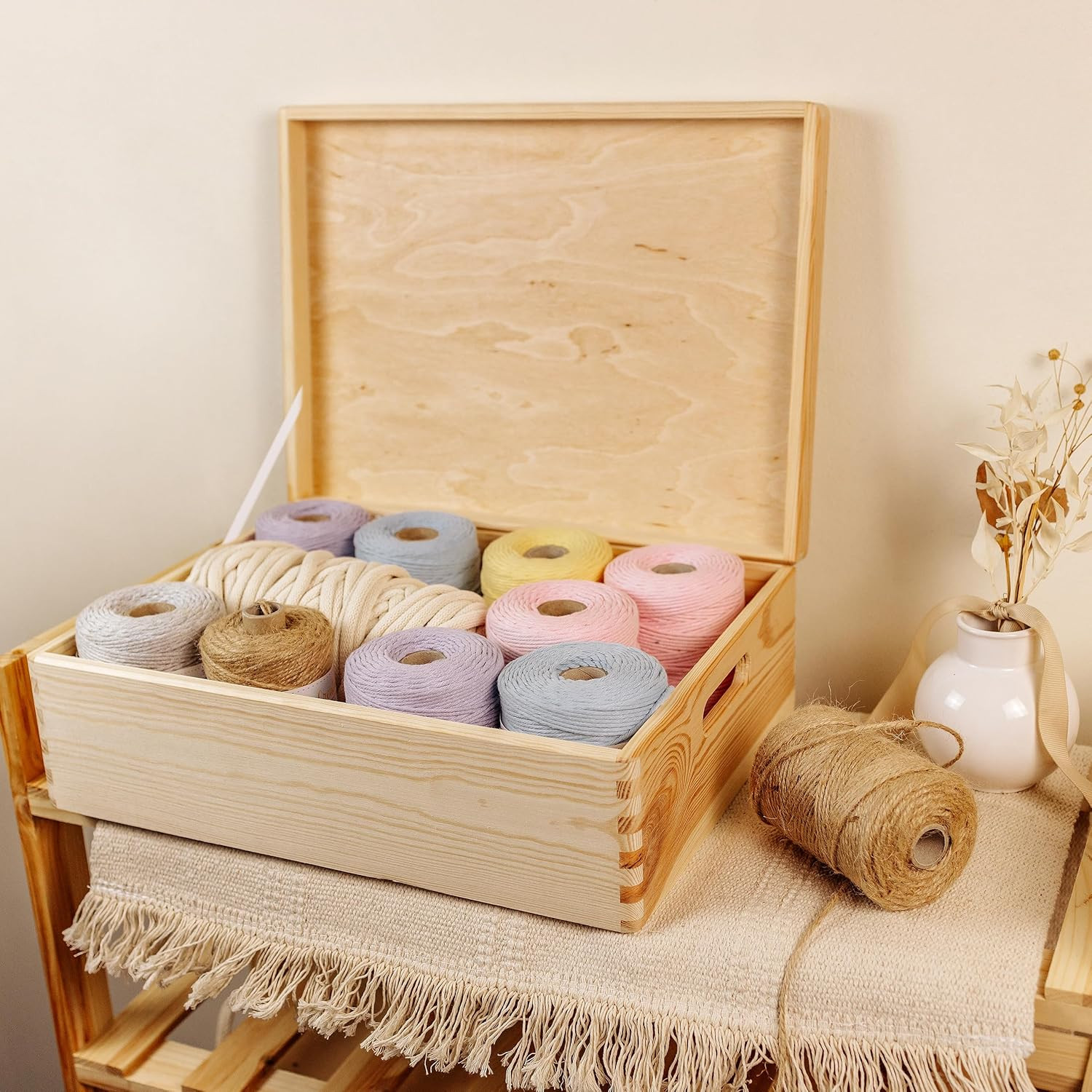 Cassetta Archiviazione Legno XL 40x30x13 cm - Scatola Documenti e Attrezzi - 2
