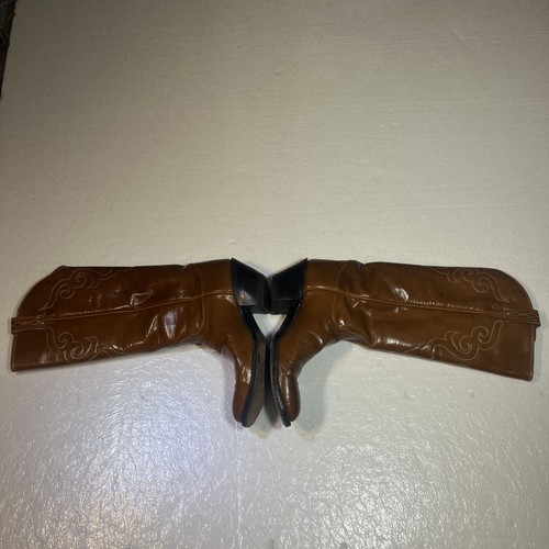 Tony Lama Western Tall Riding Boots Cowgirl Pull On Brown Leather Womens 7.5 A - Picture 7 of 23
