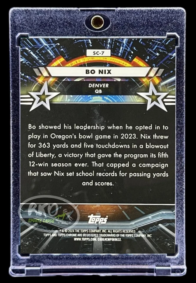 Bo Nix RARE ROOKIE RC SPACE REFRACTOR INVESTMENT CARD SP Non Auto BRONCOS MINT - Image 2 of 4