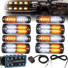 8X 12 LED Strobe Lights Kit Side Marker Car Truck Emergency Warning White Amber