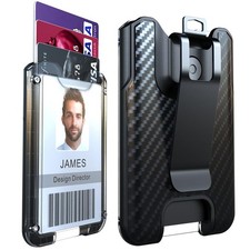 Badge Holder, ID Card Holder with Metal Clip - Durable Polycarbonate Holds