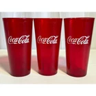 Vintage Coca Cola Red Textured Plastic 24oz Pizza Hut Tumbler Cups USA Set of 3