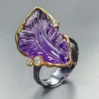 Fine Art 28 ct Natural Amethyst Ring 925 Sterling Silver Size 8 /R458120