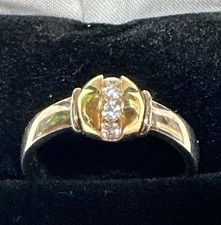 14K Gold and Sterling Silver Ring with Diamonds