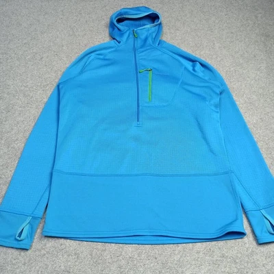 Patagonia R1 Flash Hoodie 1/2 Zip Bleu Taille M Molleton Waffle Grille - Photo 1/4