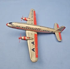 Vintage 1950s Momoya Shoten Japan Tin Friction Toy American Airlines Airplane