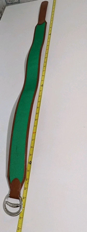 Lauren Ralph Lauren Cinturón Verde Lona Mujer M Marrón Imitación Cuero Ecuestre  Foto 4 de 4