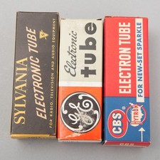 Vtg NOS Lot of 2 Electron Tubes Sylvania 6SK7, GE 6DE4 BONUS used CBS 6K6GT